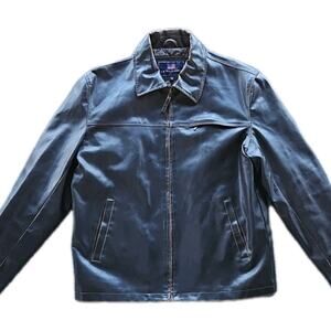 VTG U.S. Polo Assn. Black Faux Leather Jacket Men’s XL Quilted Lining Zip Moto